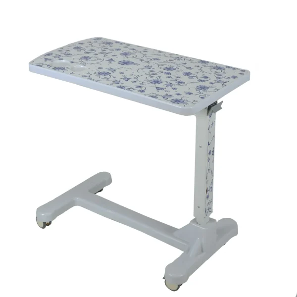 Mobile Foldable ABS Plastic Adjustable White Dining Table in Medical Hospital